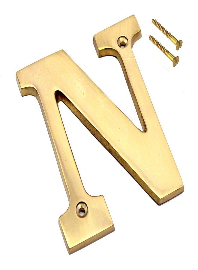 eSplanade Brass House Hotel Door Name Alphabets - Wall Door Plaque Alphabet Letter - Golden - 4" Inches ("N" Alphabet - 4") - Image 2